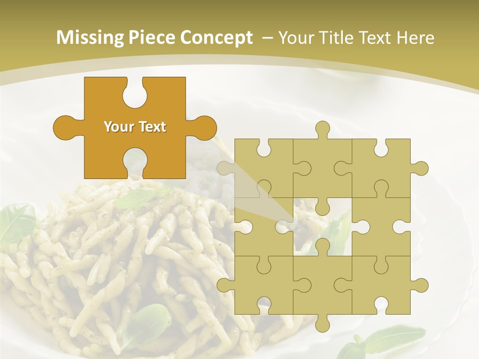 A Plate Of Pasta With Basil Leaves On It PowerPoint Template