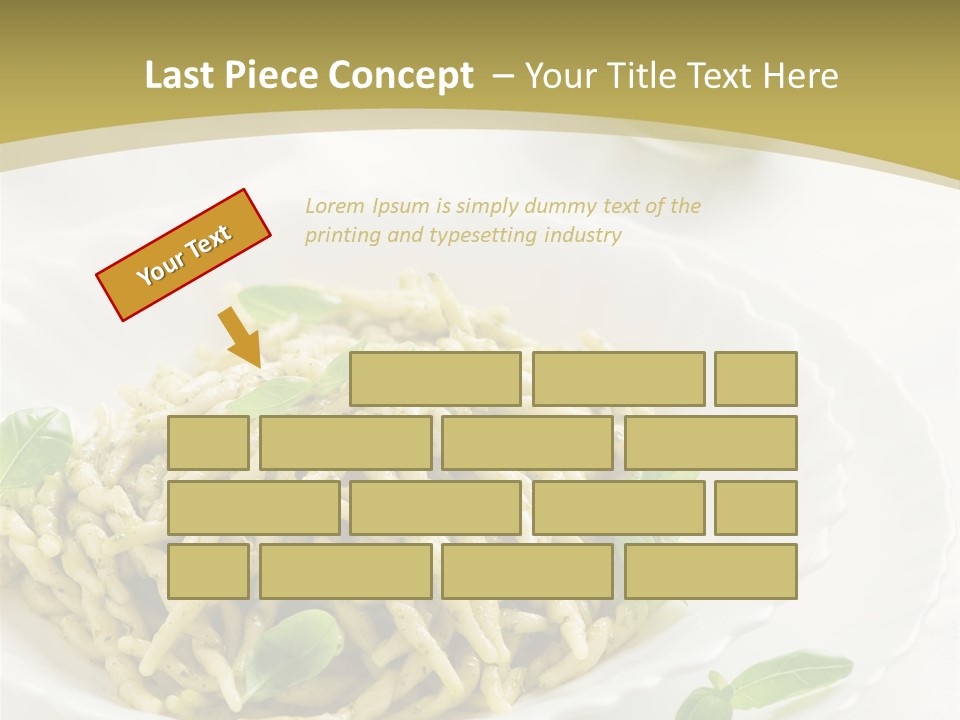 A Plate Of Pasta With Basil Leaves On It PowerPoint Template