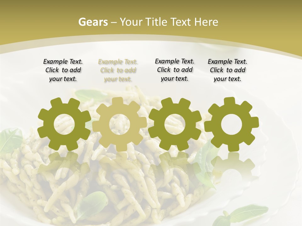 A Plate Of Pasta With Basil Leaves On It PowerPoint Template
