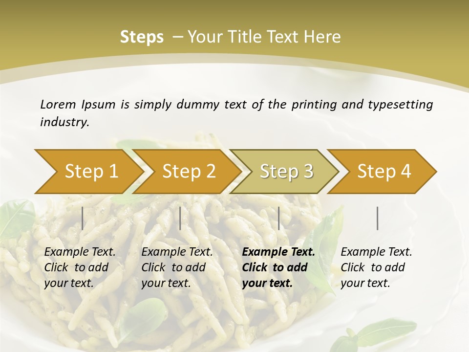 A Plate Of Pasta With Basil Leaves On It PowerPoint Template
