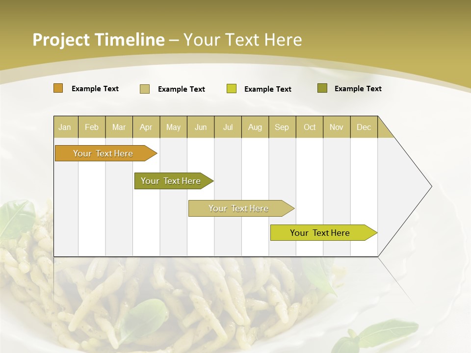 A Plate Of Pasta With Basil Leaves On It PowerPoint Template