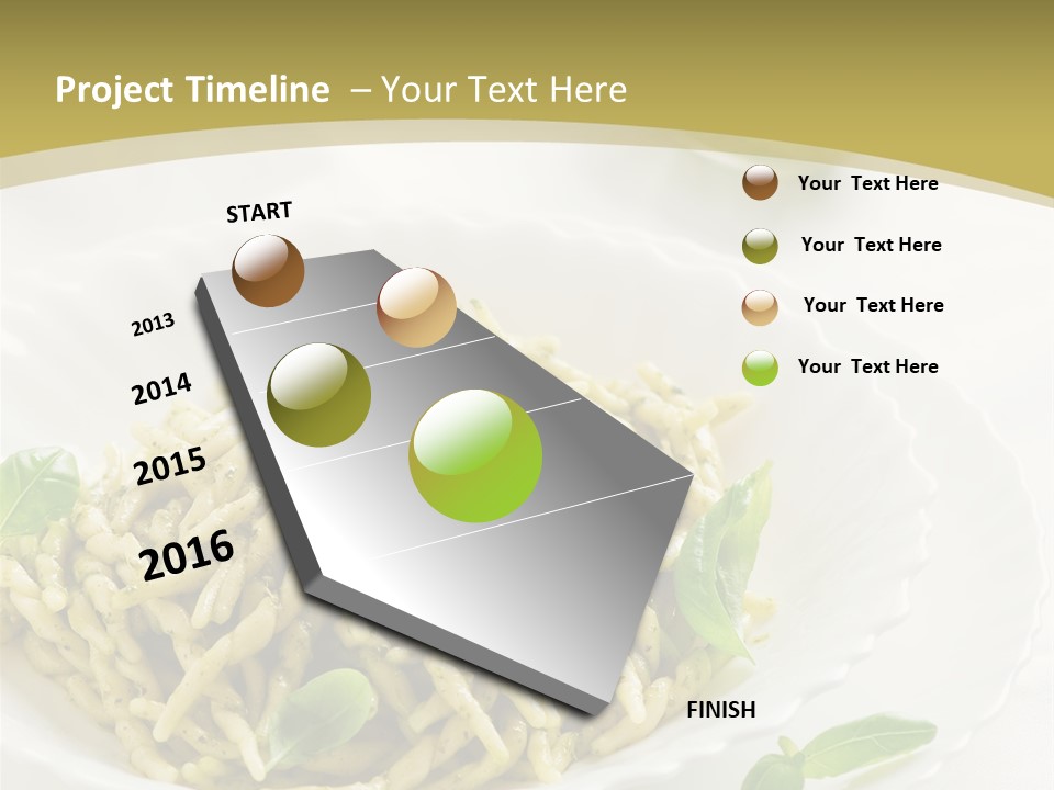 A Plate Of Pasta With Basil Leaves On It PowerPoint Template