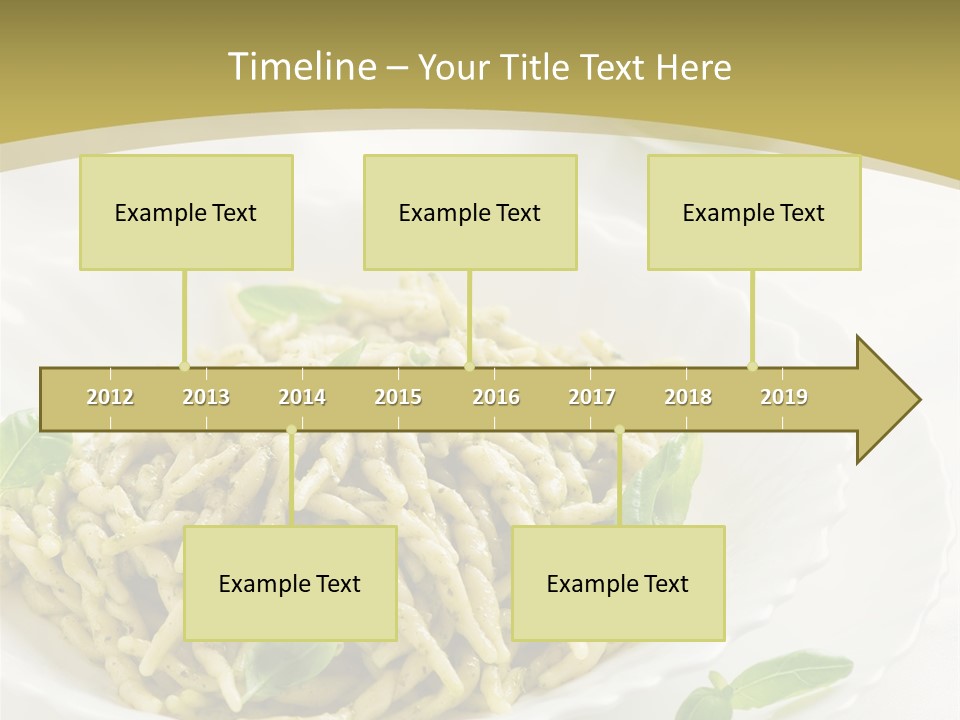A Plate Of Pasta With Basil Leaves On It PowerPoint Template