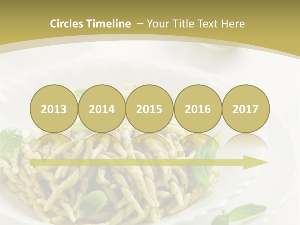 A Plate Of Pasta With Basil Leaves On It PowerPoint Template