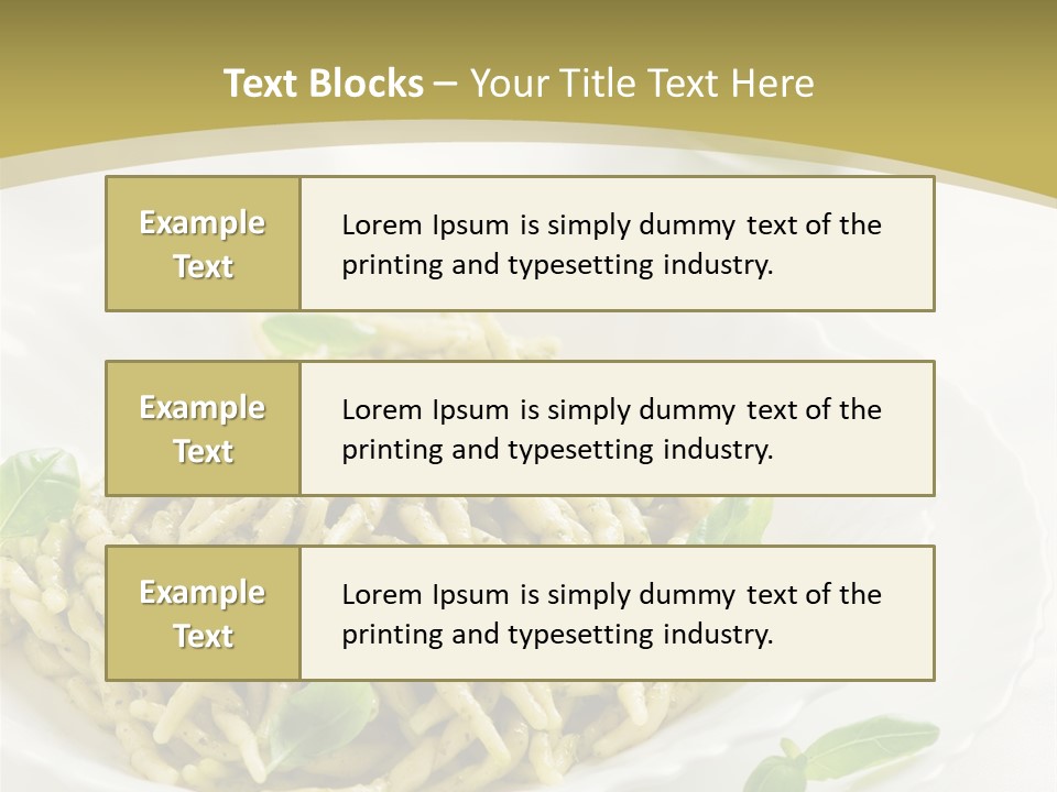 A Plate Of Pasta With Basil Leaves On It PowerPoint Template