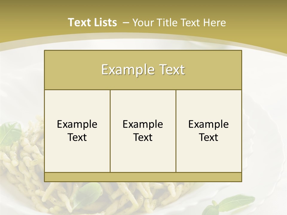 A Plate Of Pasta With Basil Leaves On It PowerPoint Template