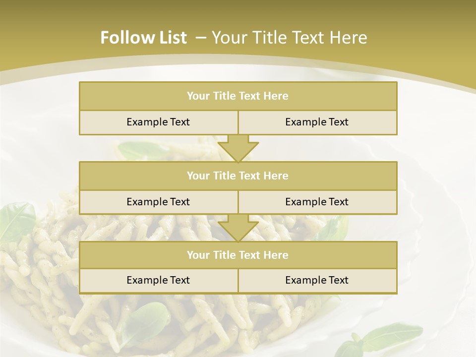 A Plate Of Pasta With Basil Leaves On It PowerPoint Template
