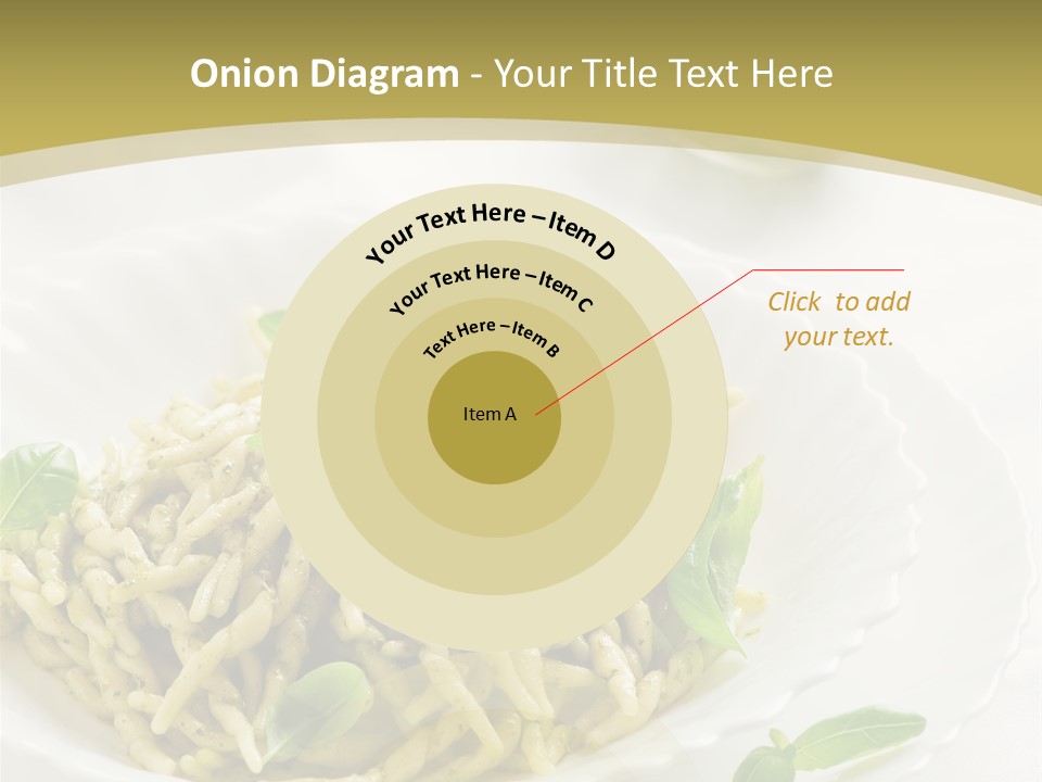 A Plate Of Pasta With Basil Leaves On It PowerPoint Template
