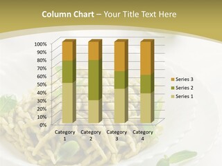 A Plate Of Pasta With Basil Leaves On It PowerPoint Template