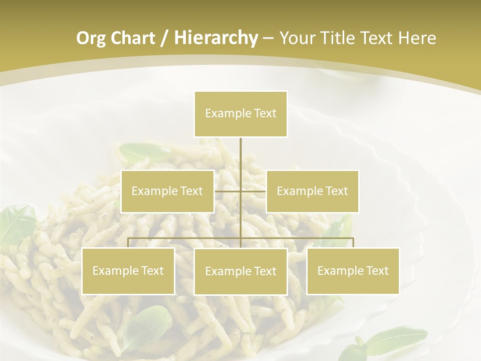 A Plate Of Pasta With Basil Leaves On It PowerPoint Template