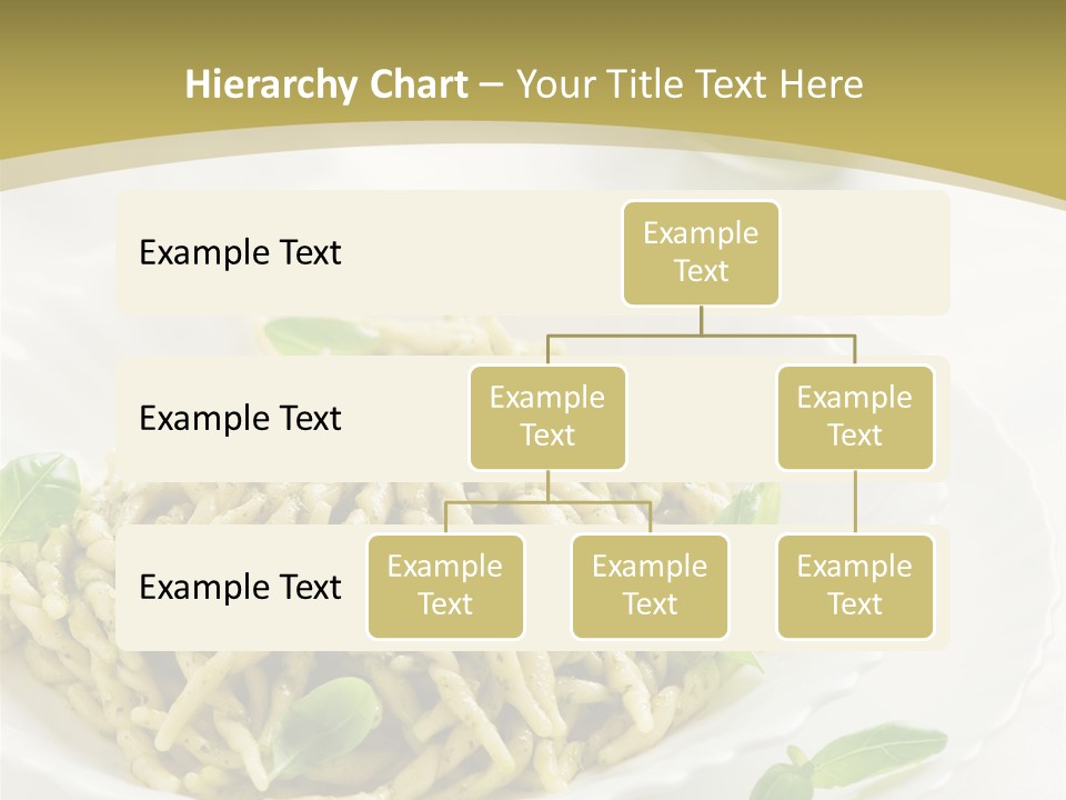 A Plate Of Pasta With Basil Leaves On It PowerPoint Template
