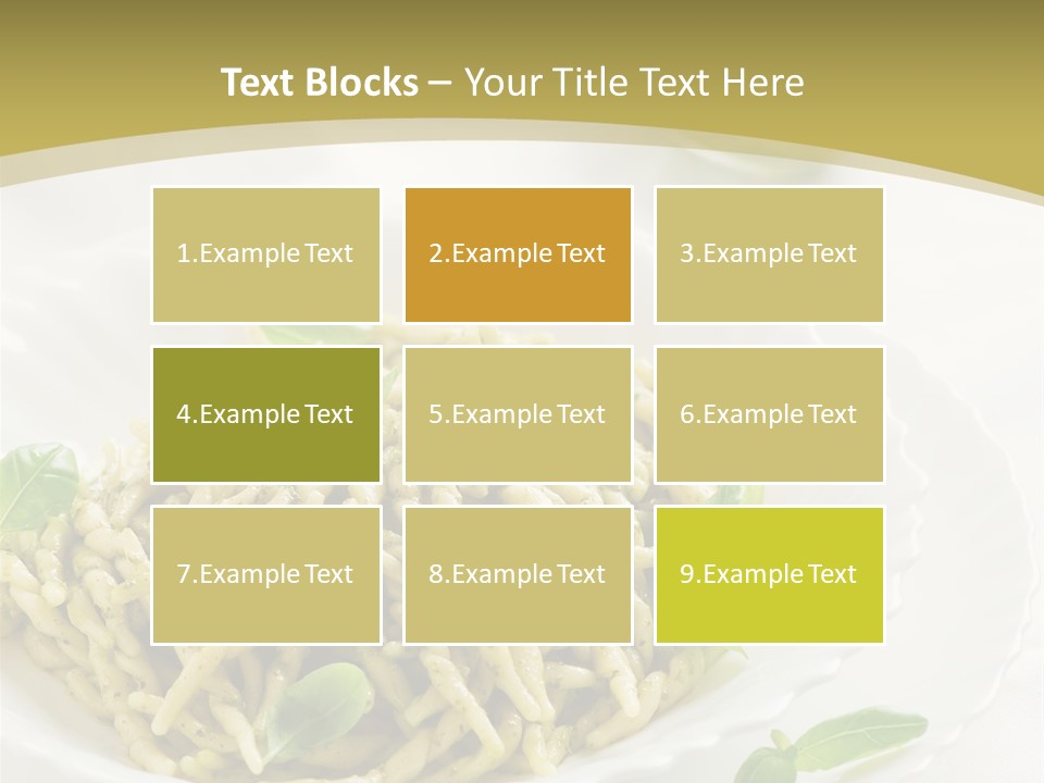 A Plate Of Pasta With Basil Leaves On It PowerPoint Template