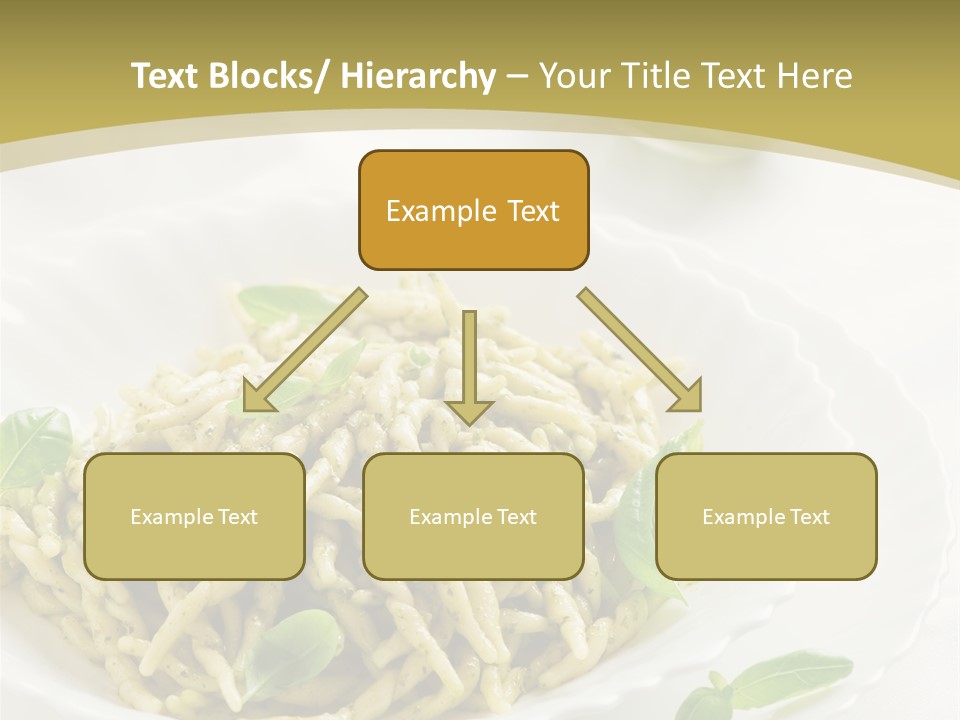 A Plate Of Pasta With Basil Leaves On It PowerPoint Template
