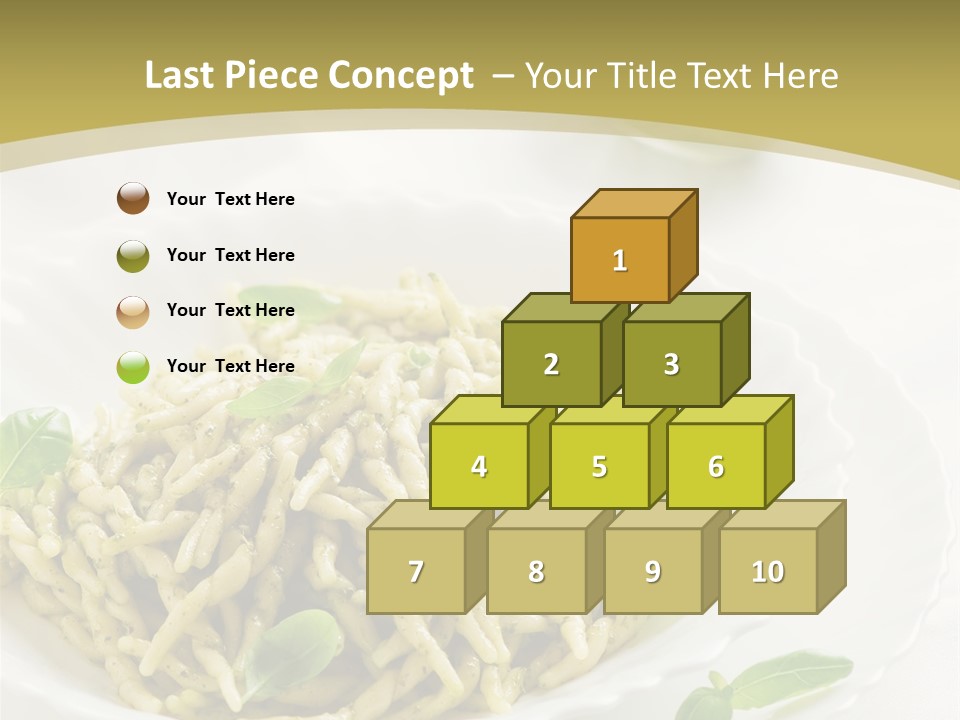 A Plate Of Pasta With Basil Leaves On It PowerPoint Template