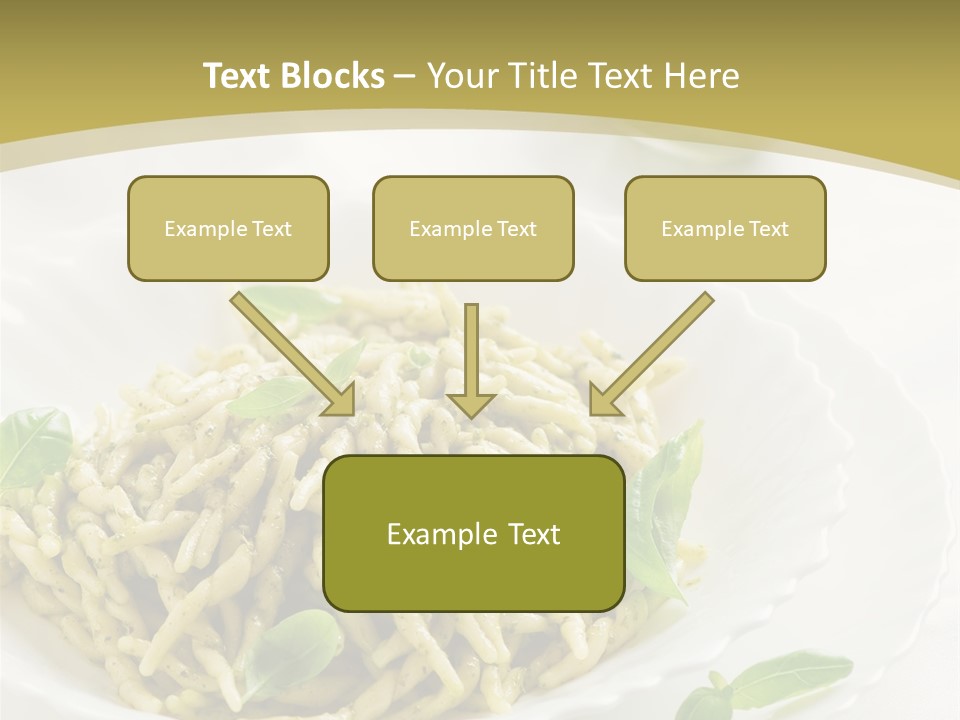 A Plate Of Pasta With Basil Leaves On It PowerPoint Template