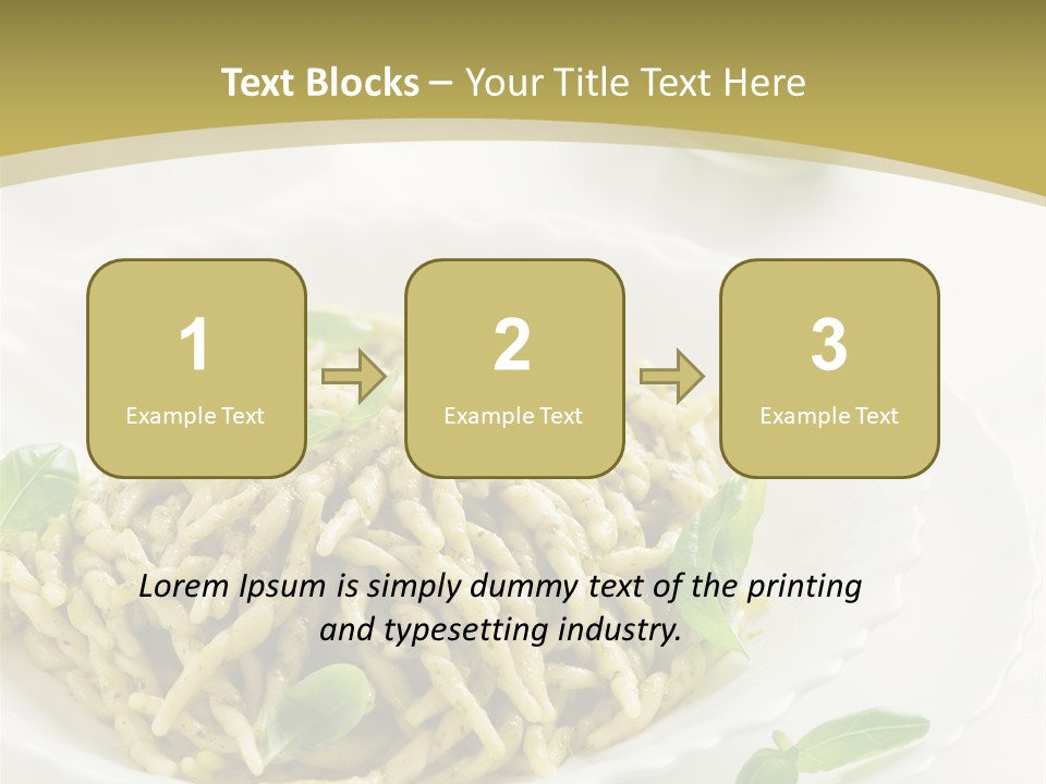A Plate Of Pasta With Basil Leaves On It PowerPoint Template