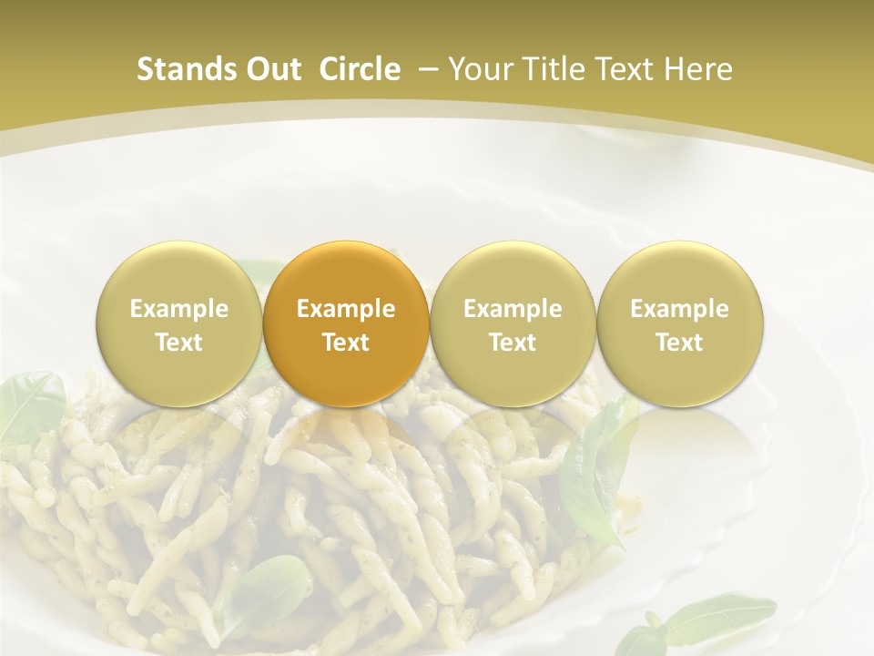 A Plate Of Pasta With Basil Leaves On It PowerPoint Template