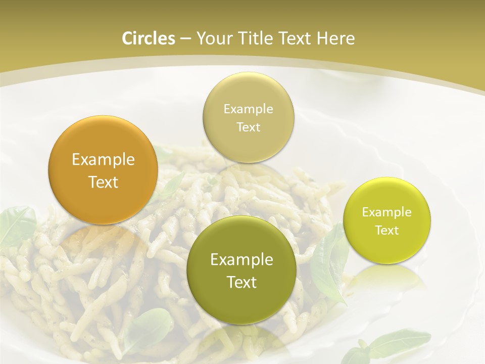 A Plate Of Pasta With Basil Leaves On It PowerPoint Template