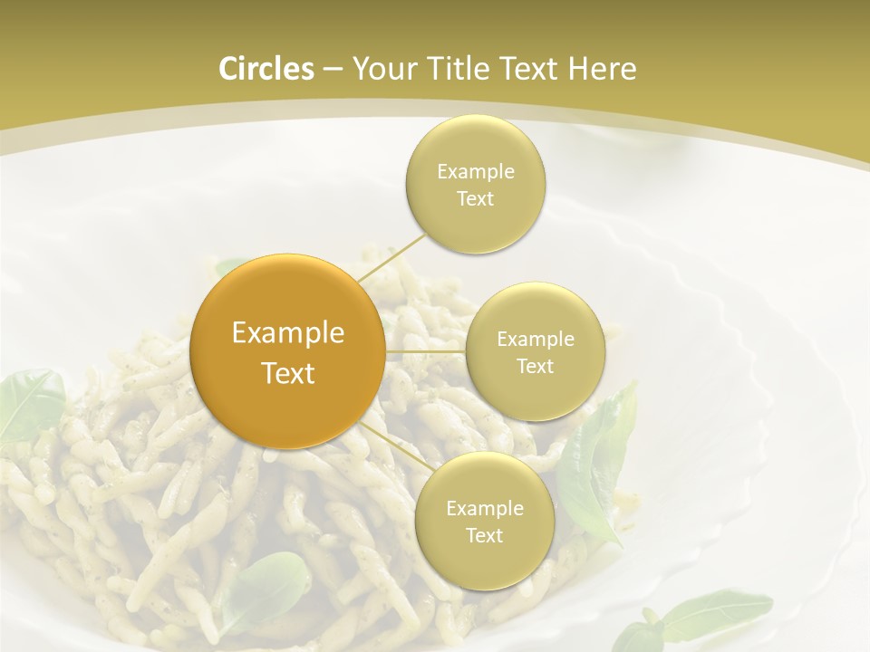 A Plate Of Pasta With Basil Leaves On It PowerPoint Template