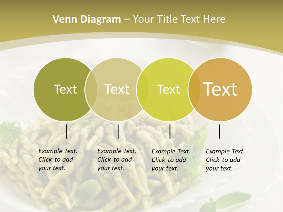 A Plate Of Pasta With Basil Leaves On It PowerPoint Template