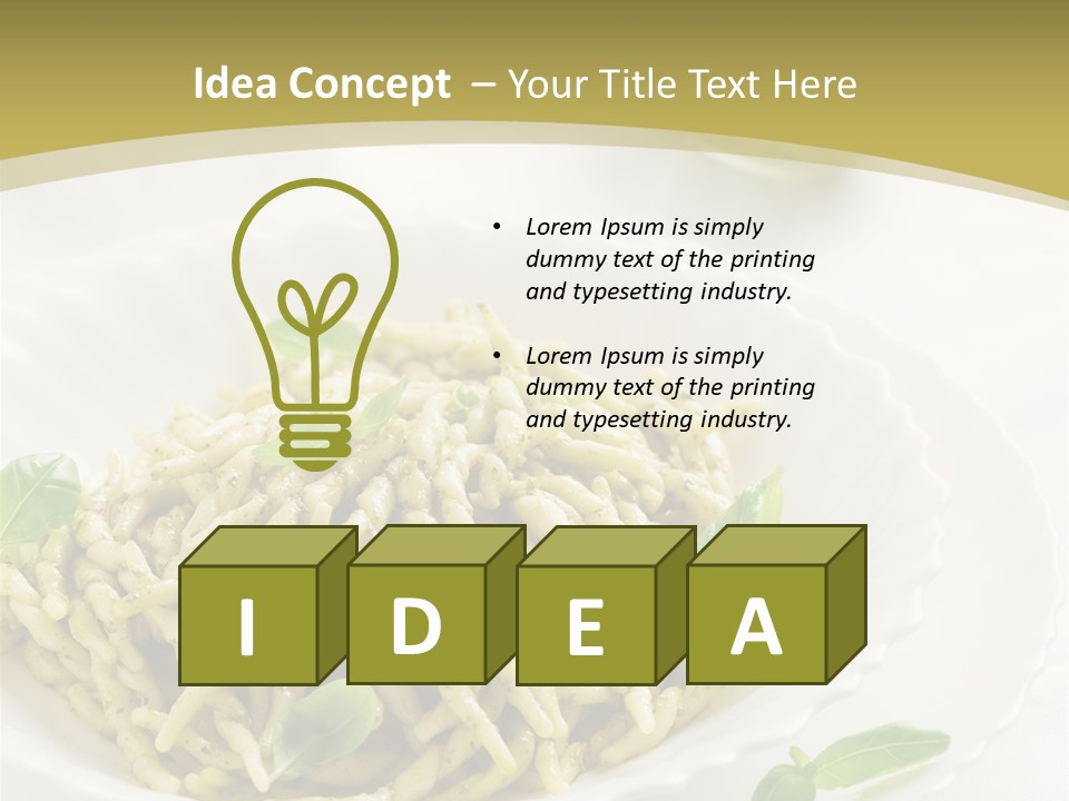 A Plate Of Pasta With Basil Leaves On It PowerPoint Template