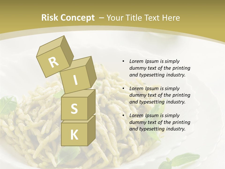 A Plate Of Pasta With Basil Leaves On It PowerPoint Template