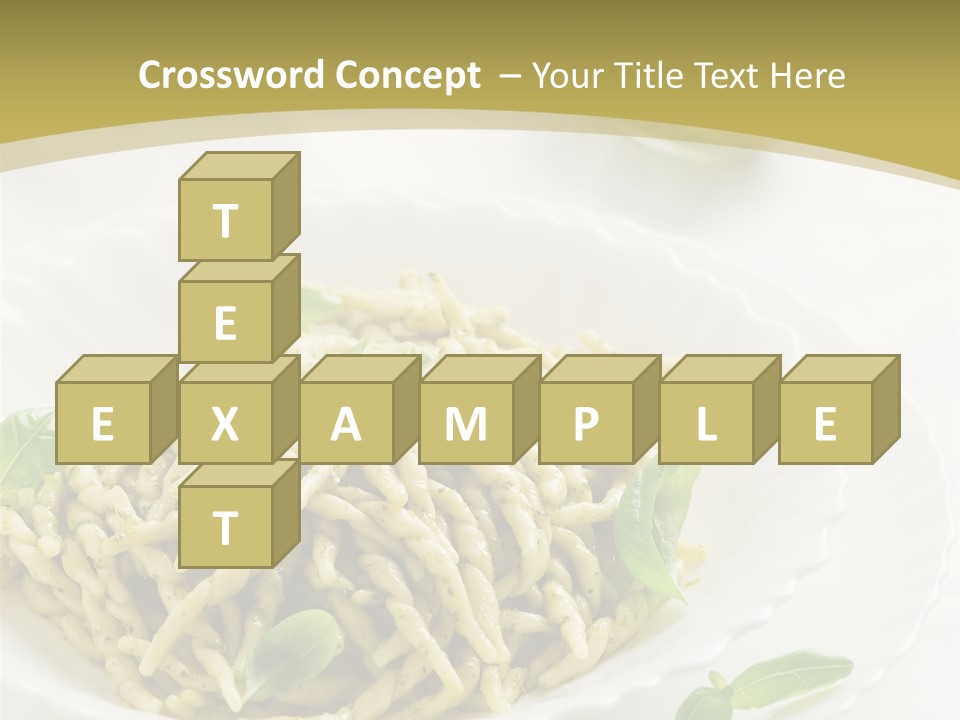 A Plate Of Pasta With Basil Leaves On It PowerPoint Template