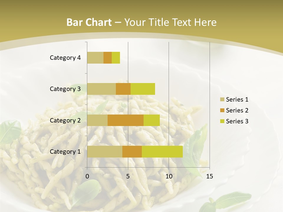 A Plate Of Pasta With Basil Leaves On It PowerPoint Template