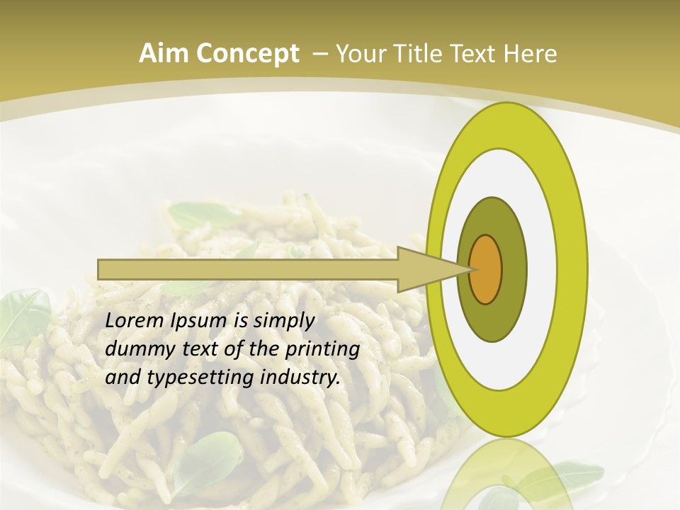A Plate Of Pasta With Basil Leaves On It PowerPoint Template