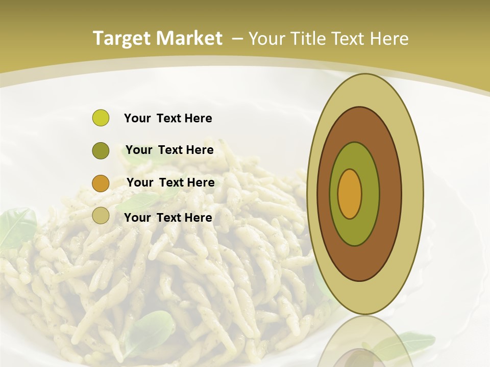 A Plate Of Pasta With Basil Leaves On It PowerPoint Template