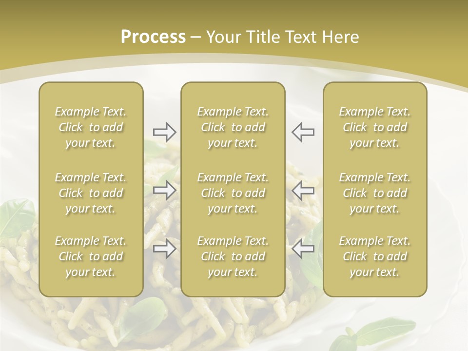 A Plate Of Pasta With Basil Leaves On It PowerPoint Template