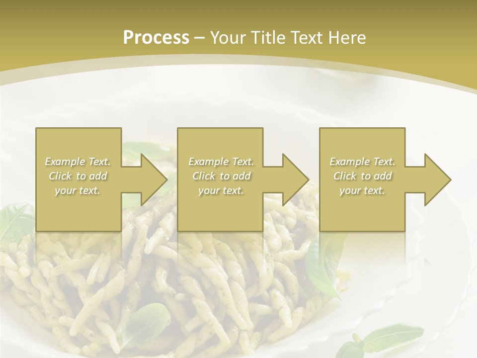A Plate Of Pasta With Basil Leaves On It PowerPoint Template