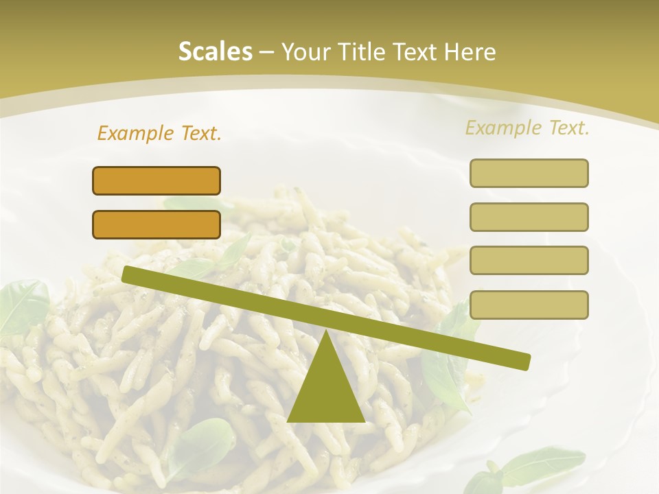 A Plate Of Pasta With Basil Leaves On It PowerPoint Template