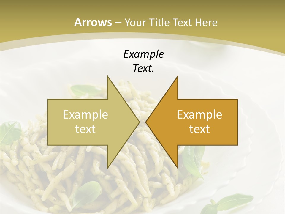 A Plate Of Pasta With Basil Leaves On It PowerPoint Template