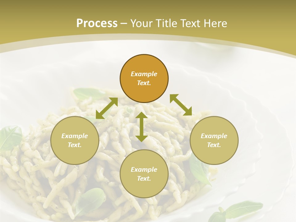 A Plate Of Pasta With Basil Leaves On It PowerPoint Template