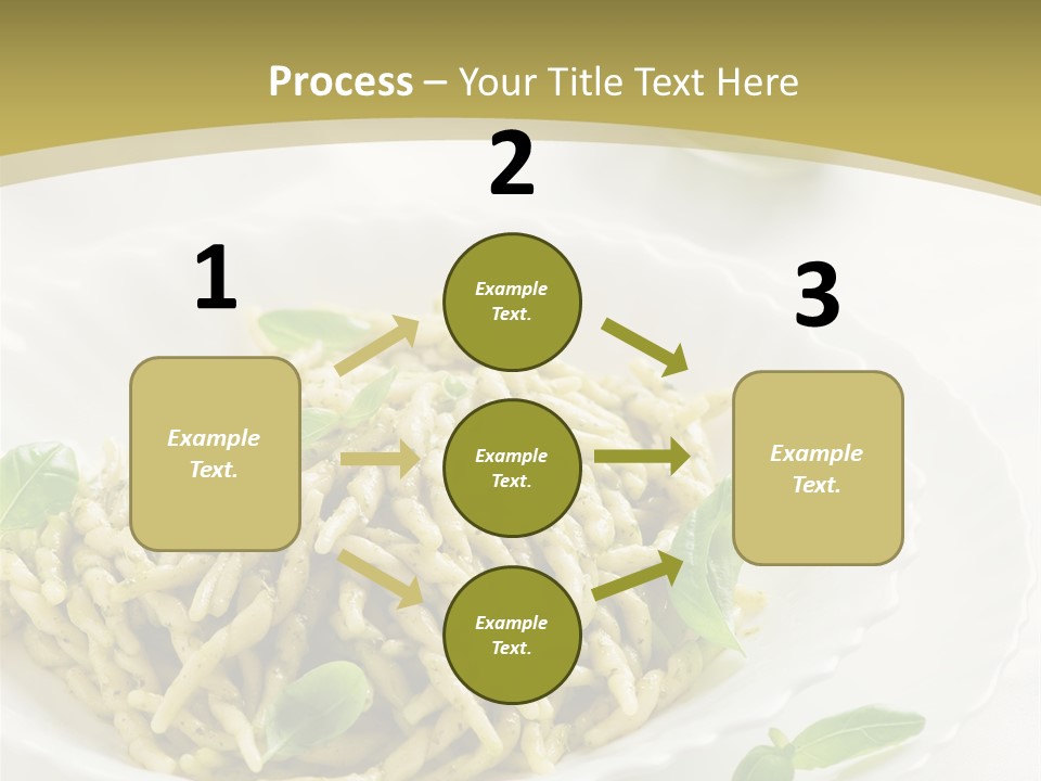 A Plate Of Pasta With Basil Leaves On It PowerPoint Template