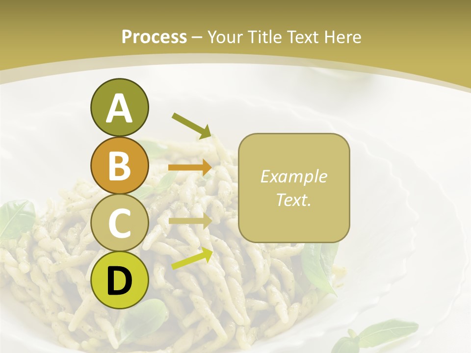 A Plate Of Pasta With Basil Leaves On It PowerPoint Template