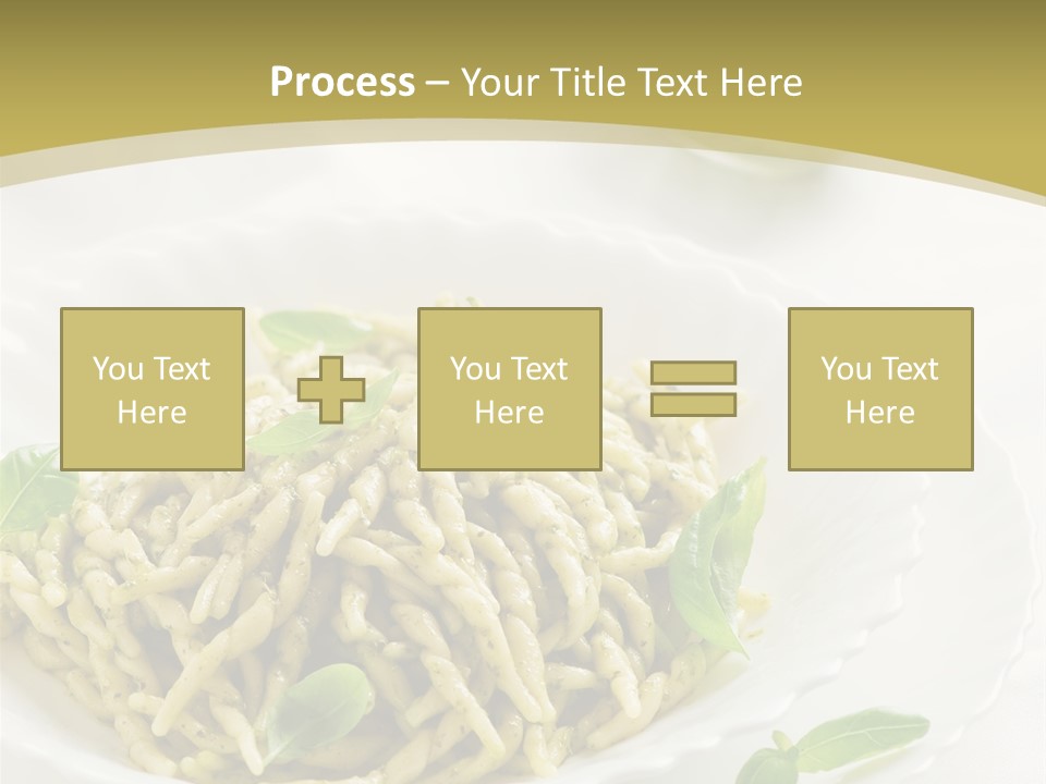 A Plate Of Pasta With Basil Leaves On It PowerPoint Template