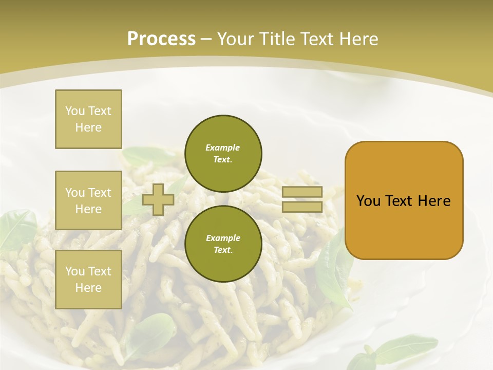 A Plate Of Pasta With Basil Leaves On It PowerPoint Template