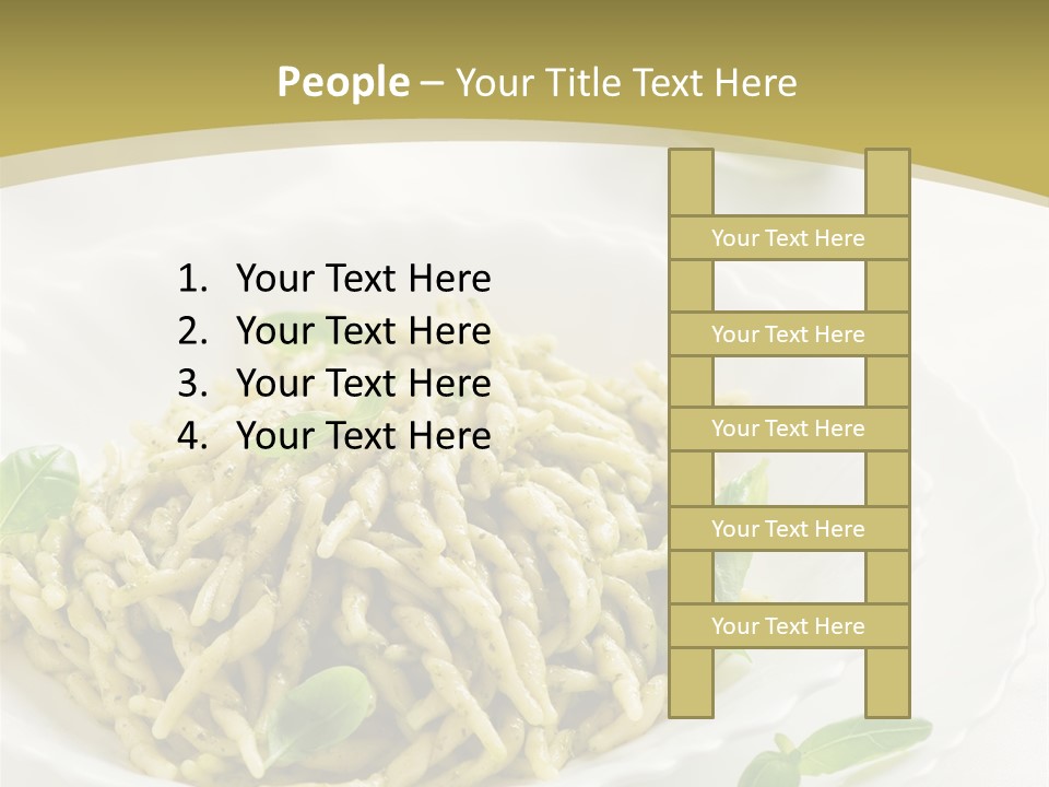 A Plate Of Pasta With Basil Leaves On It PowerPoint Template