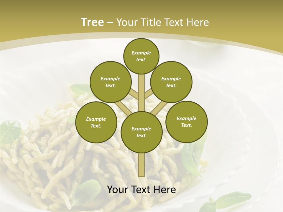 A Plate Of Pasta With Basil Leaves On It PowerPoint Template