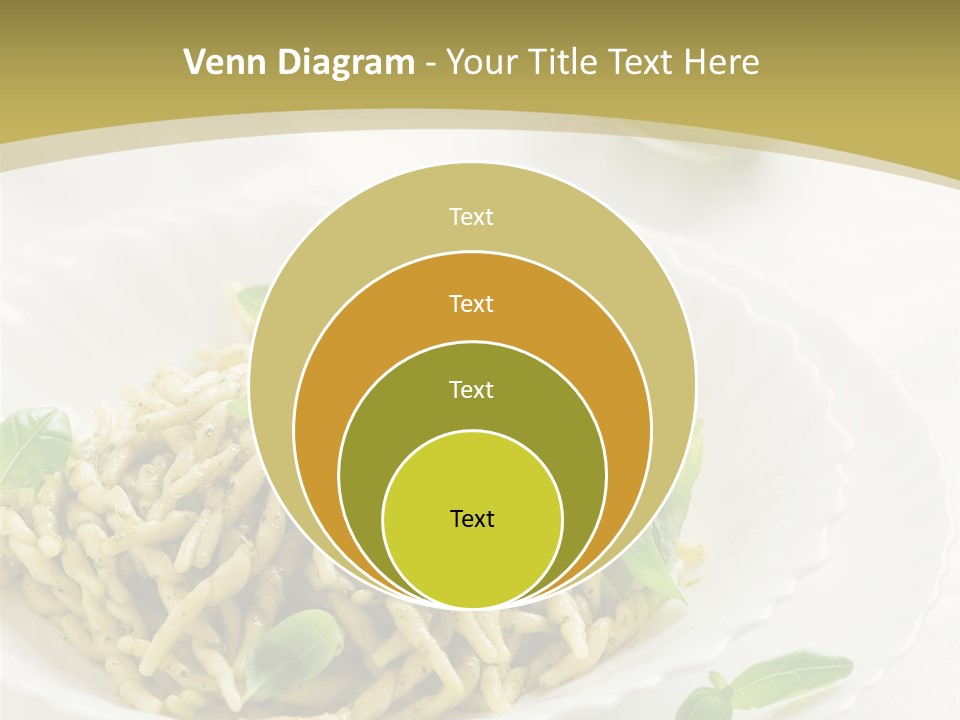 A Plate Of Pasta With Basil Leaves On It PowerPoint Template