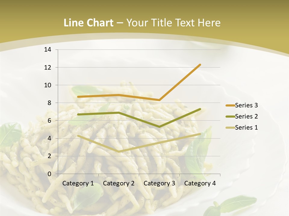 A Plate Of Pasta With Basil Leaves On It PowerPoint Template