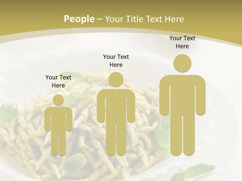 A Plate Of Pasta With Basil Leaves On It PowerPoint Template