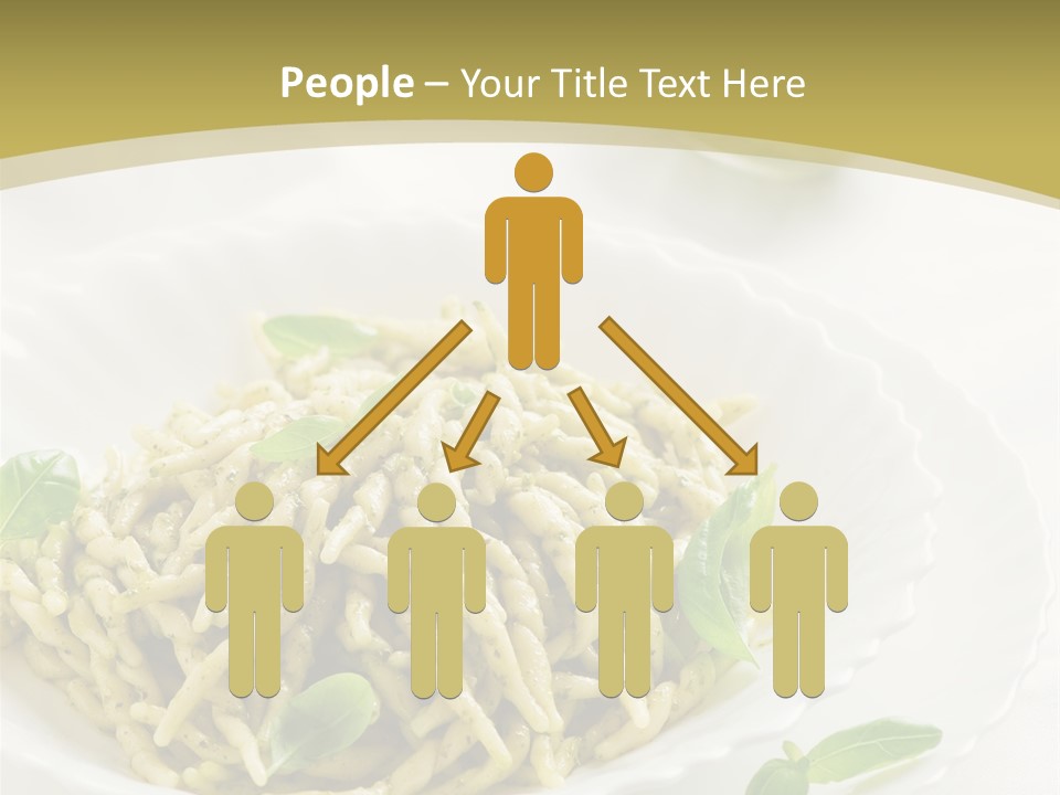 A Plate Of Pasta With Basil Leaves On It PowerPoint Template