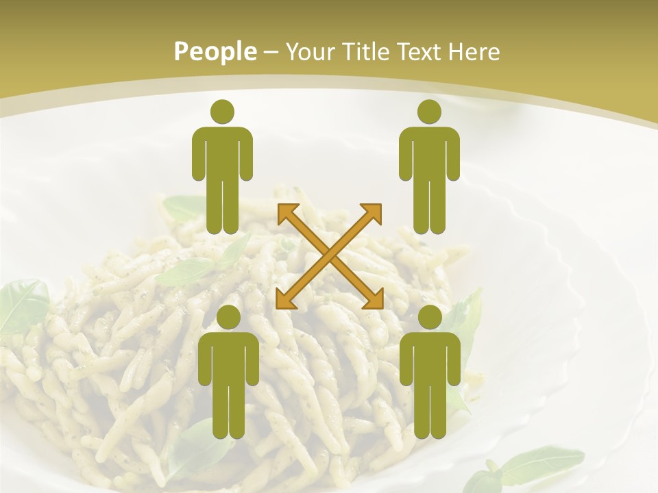 A Plate Of Pasta With Basil Leaves On It PowerPoint Template