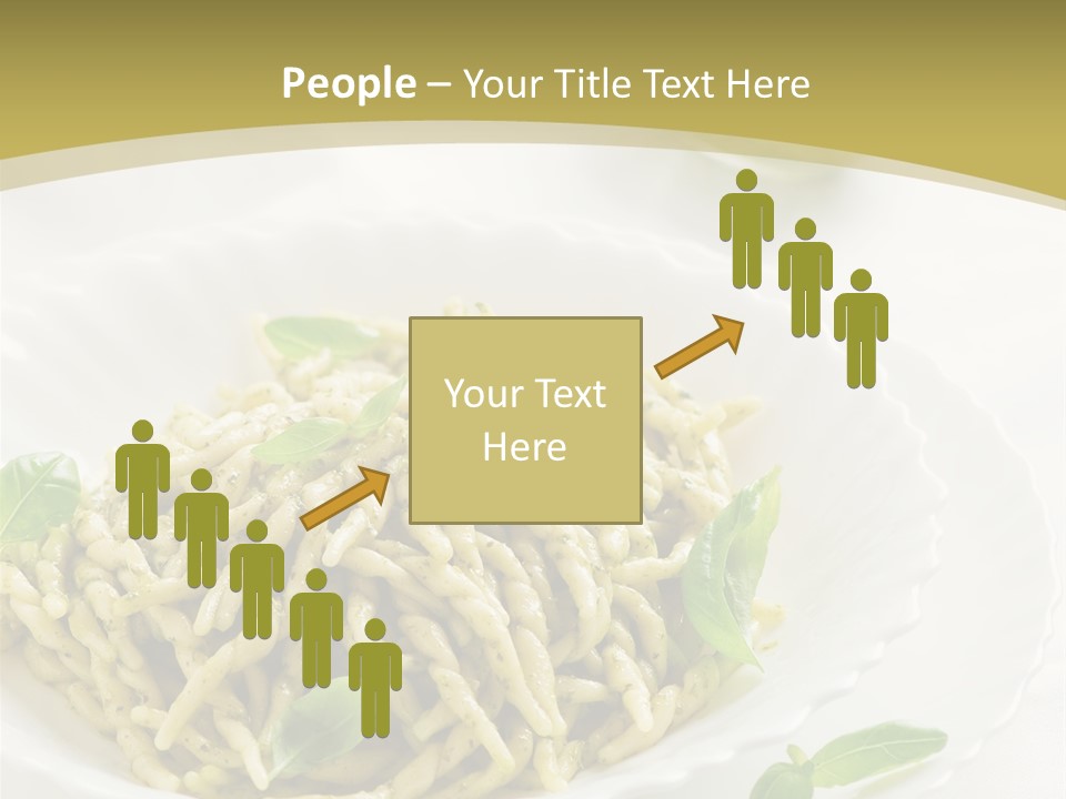 A Plate Of Pasta With Basil Leaves On It PowerPoint Template