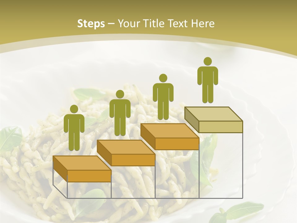 A Plate Of Pasta With Basil Leaves On It PowerPoint Template