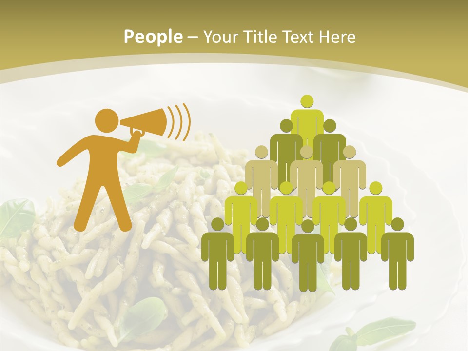 A Plate Of Pasta With Basil Leaves On It PowerPoint Template