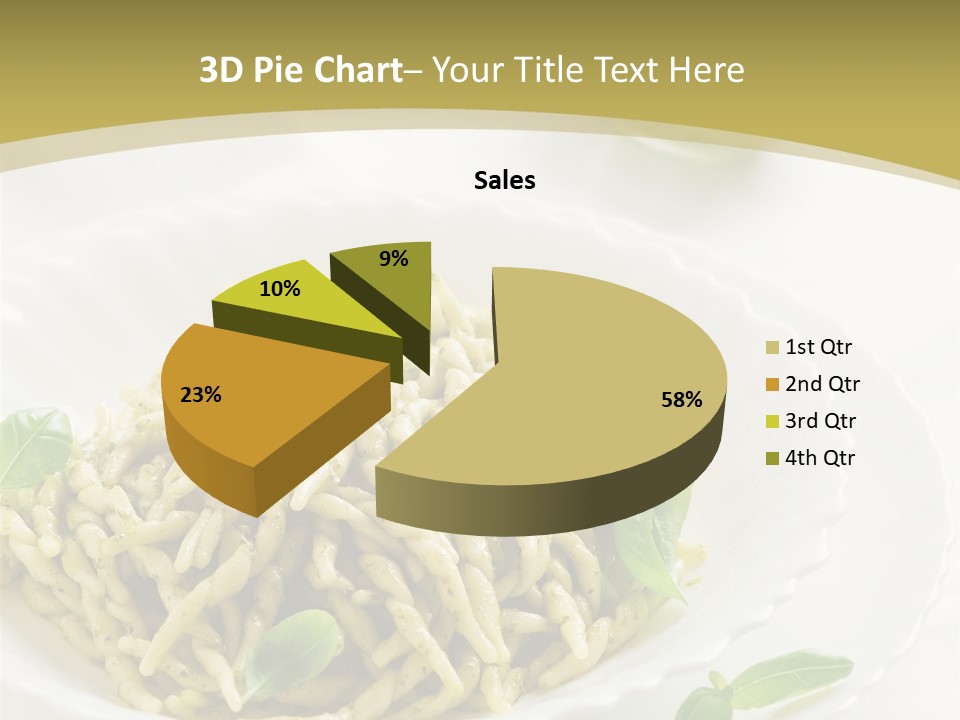 A Plate Of Pasta With Basil Leaves On It PowerPoint Template